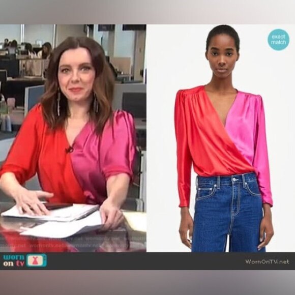 Elegant Pink and Red Low V Women's Top size small - Picture 4 of 10